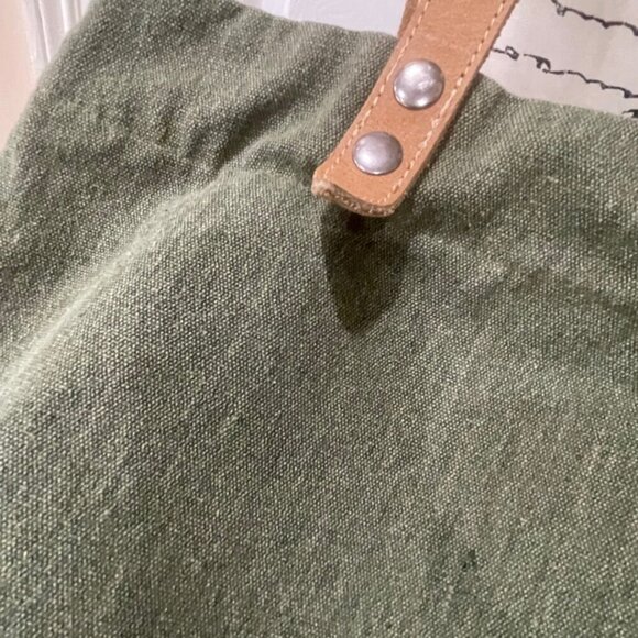 NETJETS OLIVE GREEN TOTE BAG BOHO CANVAS LEATHER TRAVEL CARAVAN MILITARY - Picture 10 of 16